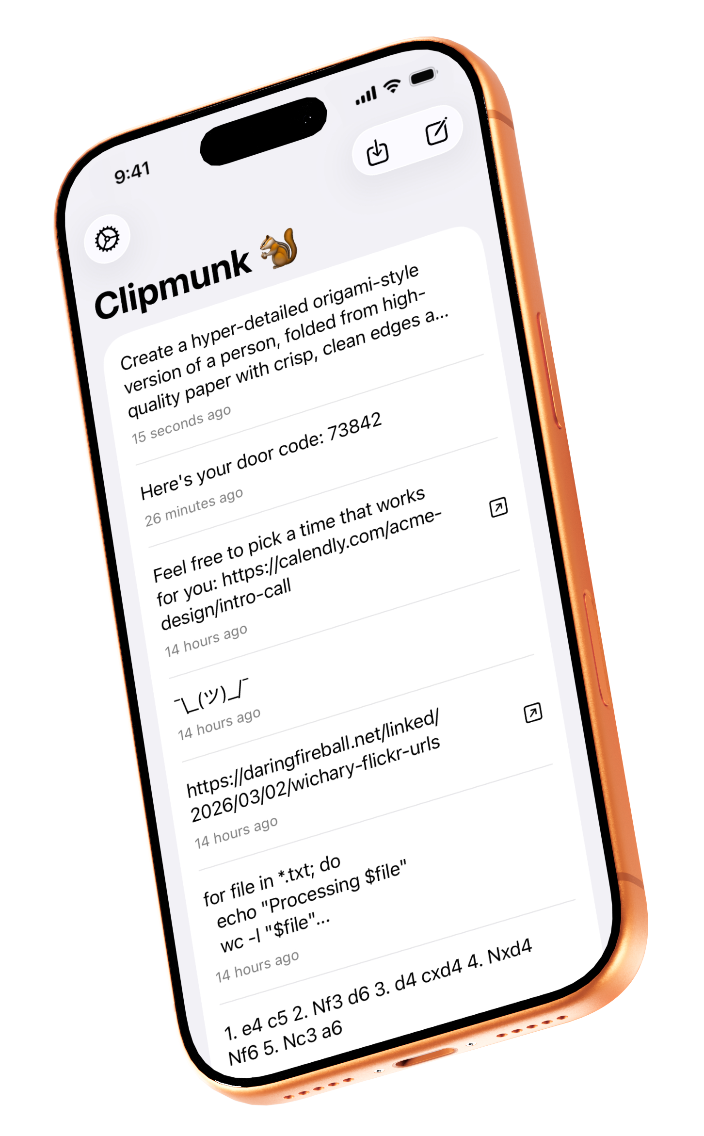 Preview of the Clipmunk app on iPhone